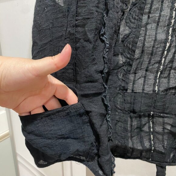 BCBG Maxazria Black Short Sleeve Jacket with Back Tie and Lace - Picture 4 of 7